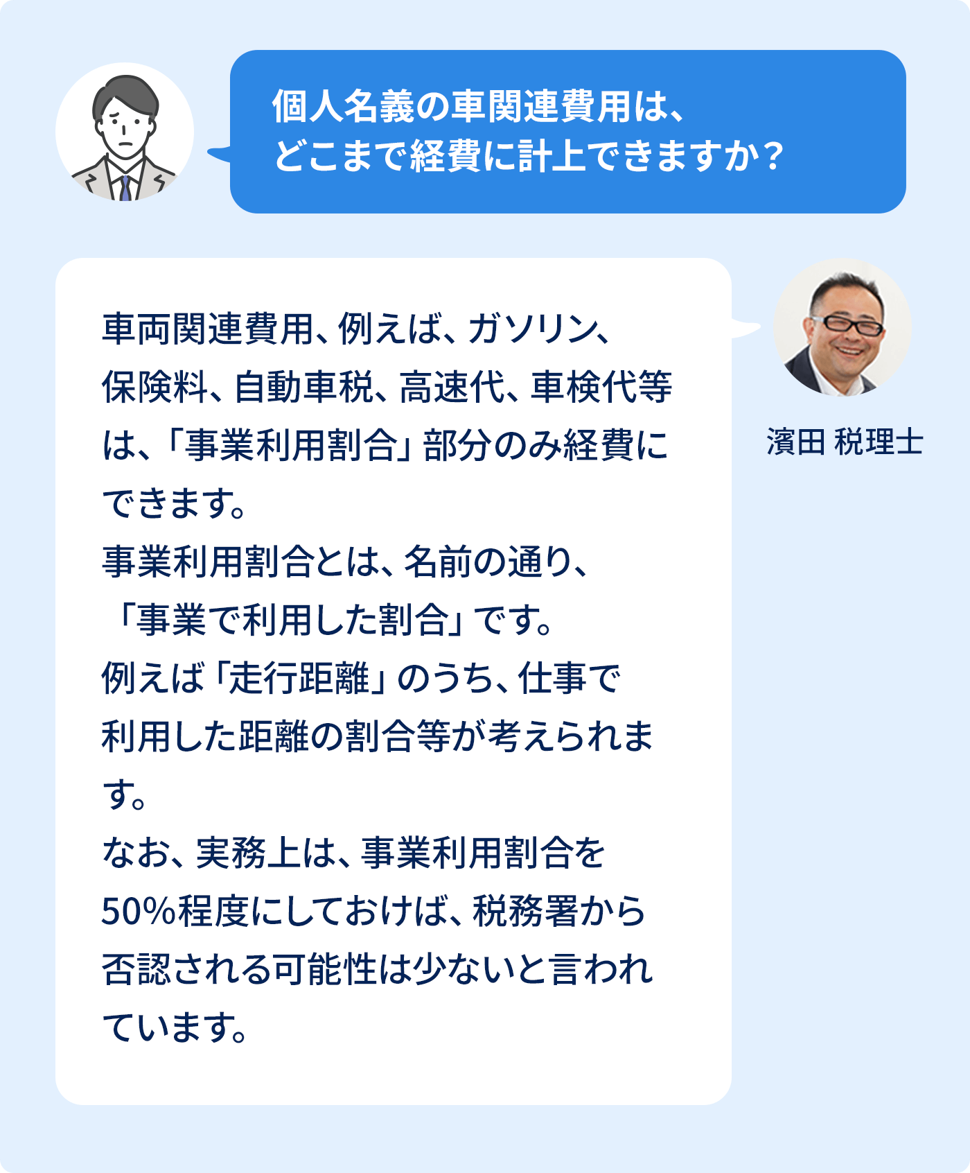 個人名義の車関連費用は、どこまで経費に計上できますか？